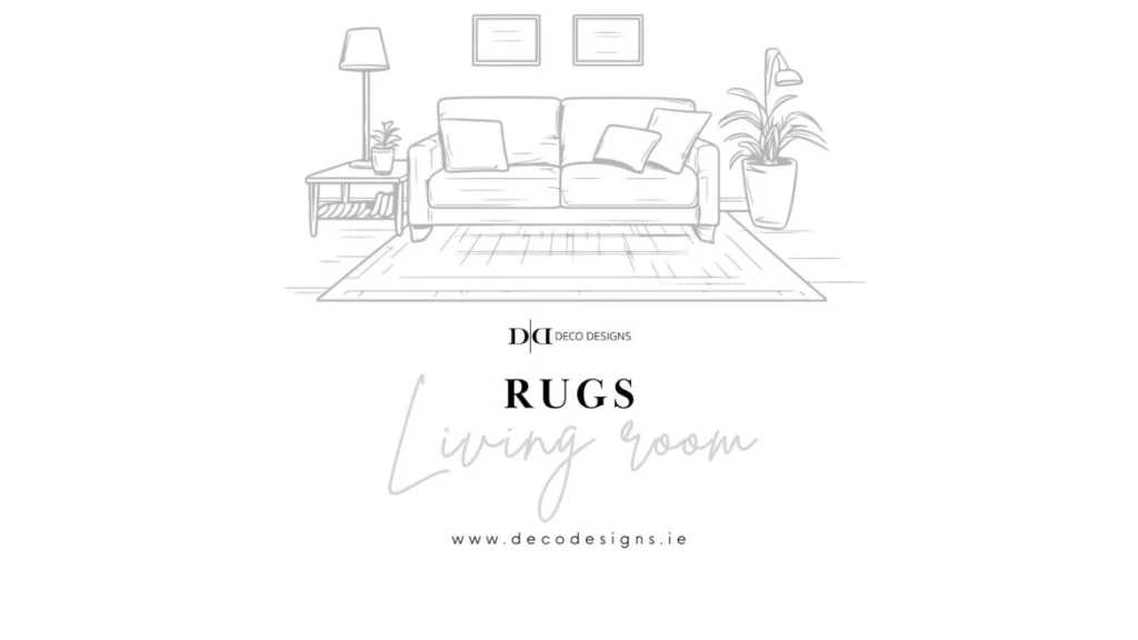 Pen drawing with a rug and sofa